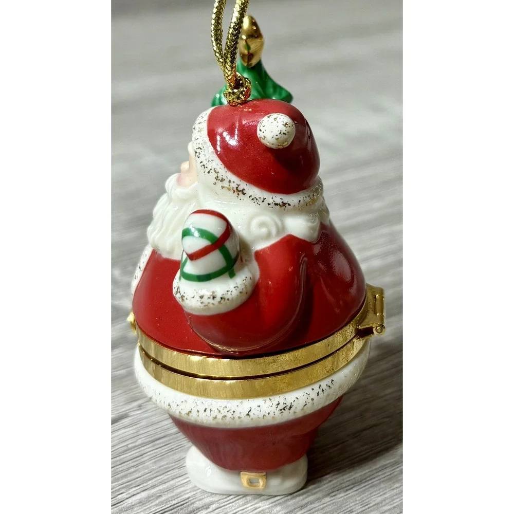 Lenox Treasures Santa Trinket Box. Lenox Treasures Christmas Ornament. EUC.